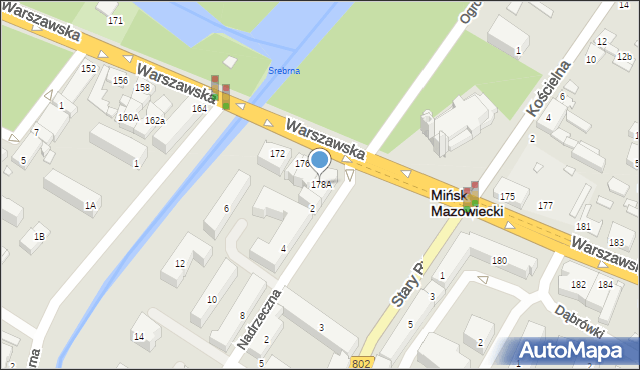 Mińsk Mazowiecki, Warszawska, 178A, mapa Mińsk Mazowiecki
