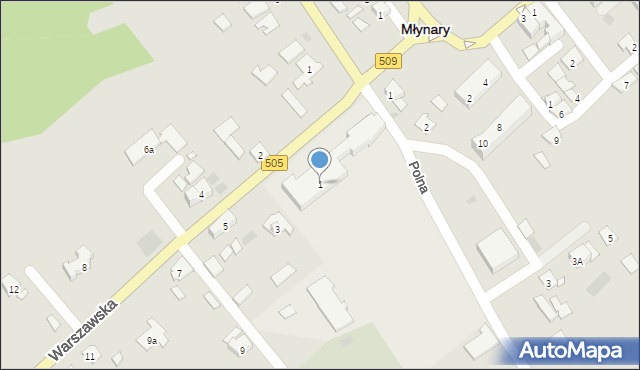 Młynary, Warszawska, 1, mapa Młynary