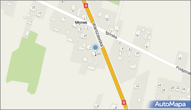 Młynek, Warszawska, 4, mapa Młynek