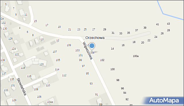 Modlniczka, Wąwozowa, 104, mapa Modlniczka