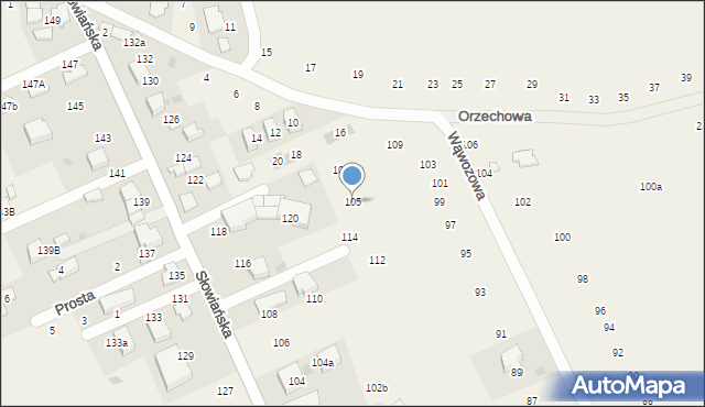 Modlniczka, Wąwozowa, 105, mapa Modlniczka
