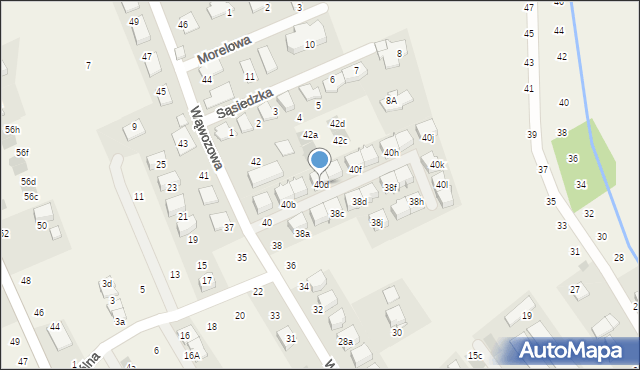 Modlniczka, Wąwozowa, 40d, mapa Modlniczka