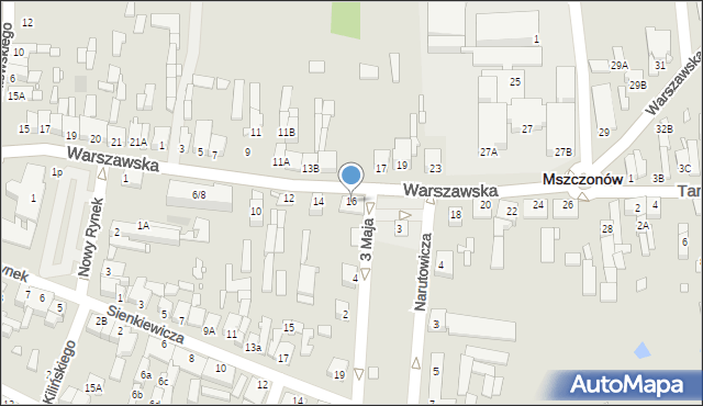 Mszczonów, Warszawska, 16, mapa Mszczonów