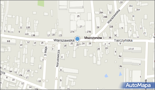 Mszczonów, Warszawska, 22, mapa Mszczonów