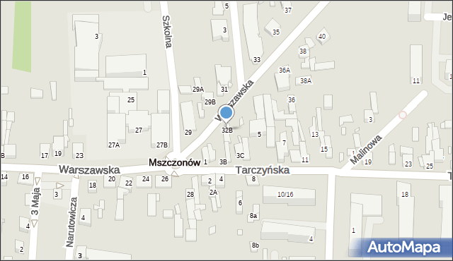 Mszczonów, Warszawska, 32B, mapa Mszczonów