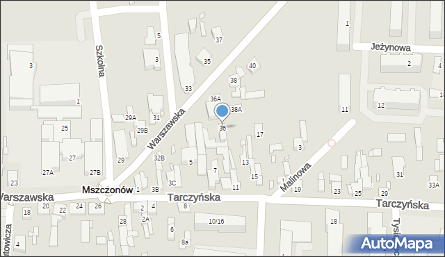 Mszczonów, Warszawska, 36, mapa Mszczonów