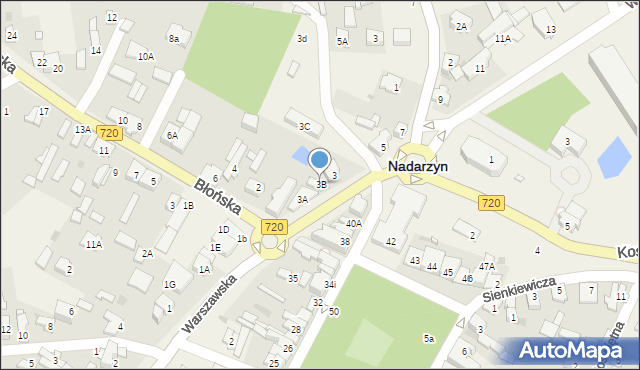 Nadarzyn, Warszawska, 3B, mapa Nadarzyn