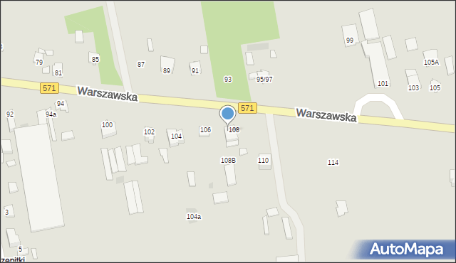 Nasielsk, Warszawska, 108A, mapa Nasielsk