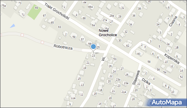 Nowe Grocholice, Waryńskiego Ludwika, 23B, mapa Nowe Grocholice