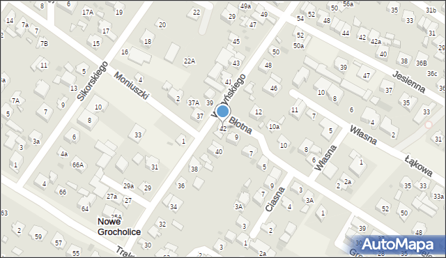Nowe Grocholice, Waryńskiego Ludwika, 42, mapa Nowe Grocholice