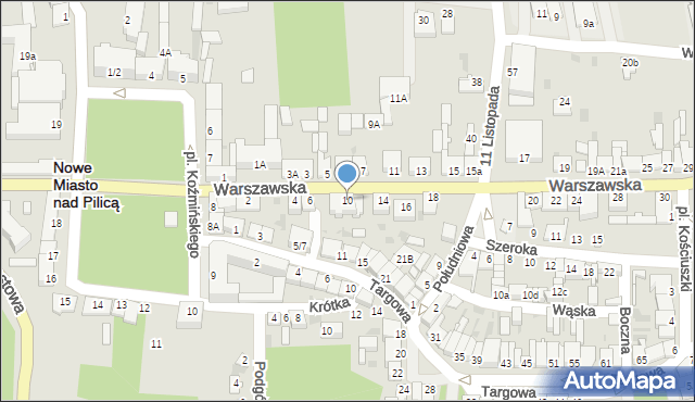 Nowe Miasto nad Pilicą, Warszawska, 10, mapa Nowe Miasto nad Pilicą