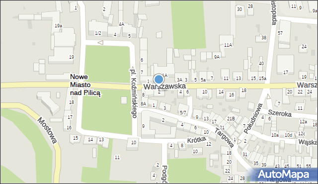 Nowe Miasto nad Pilicą, Warszawska, 2, mapa Nowe Miasto nad Pilicą