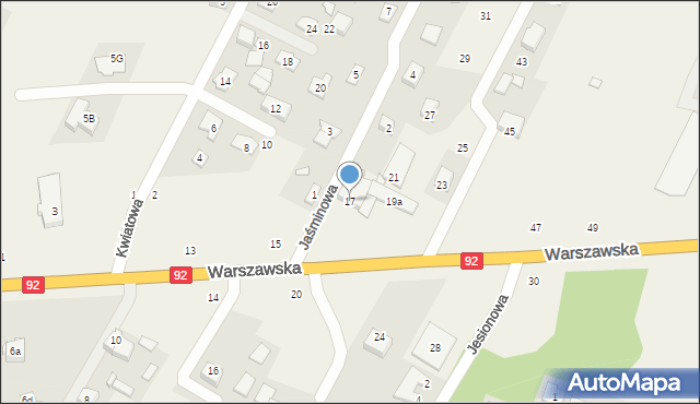 Nowe Osiny, Warszawska, 17, mapa Nowe Osiny