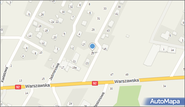 Nowe Osiny, Warszawska, 25, mapa Nowe Osiny