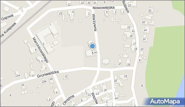 Nowogród Bobrzański, Warzywna, 5, mapa Nowogród Bobrzański