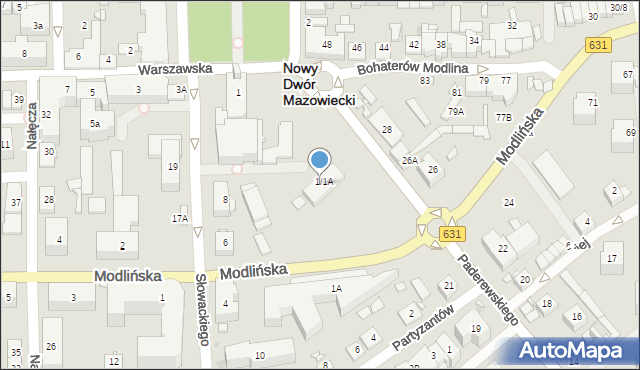 Nowy Dwór Mazowiecki, Warszawska, 1A, mapa Nowy Dwór Mazowiecki