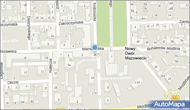 Nowy Dwór Mazowiecki, Warszawska, 3A, mapa Nowy Dwór Mazowiecki