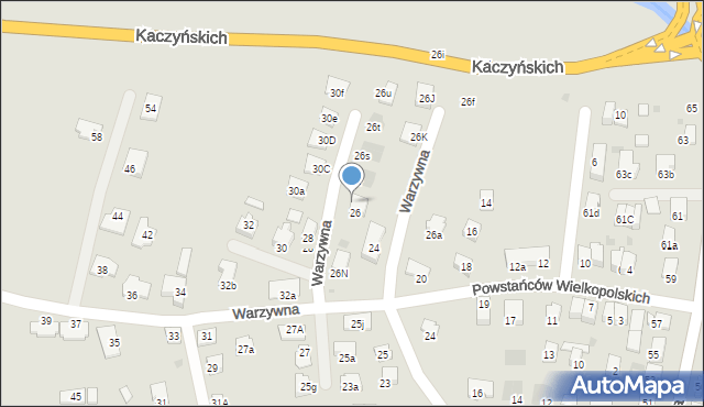 Nowy Sącz, Warzywna, 26P, mapa Nowego Sącza