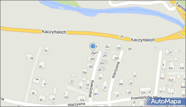 Nowy Sącz, Warzywna, 30e, mapa Nowego Sącza