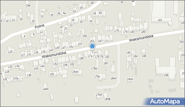 Nowy Targ, Waksmundzka, 174a, mapa Nowego Targu