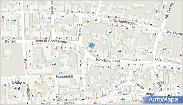 Nowy Targ, Waksmundzka, 3A, mapa Nowego Targu