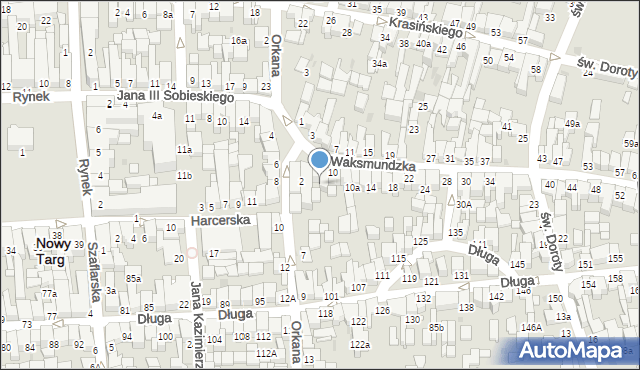 Nowy Targ, Waksmundzka, 6, mapa Nowego Targu