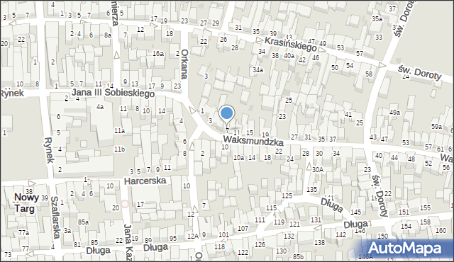 Nowy Targ, Waksmundzka, 7, mapa Nowego Targu