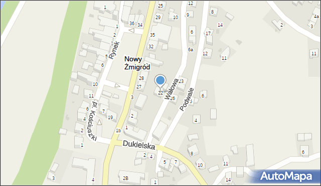 Nowy Żmigród, Wałowa, 22, mapa Nowy Żmigród
