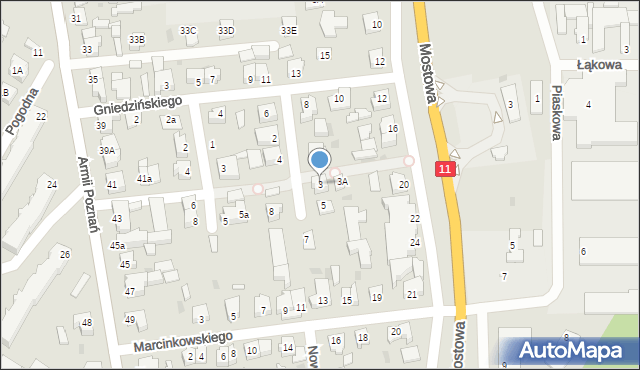 Oborniki, Wawrzyniaka Piotra, ks., 3, mapa Oborniki