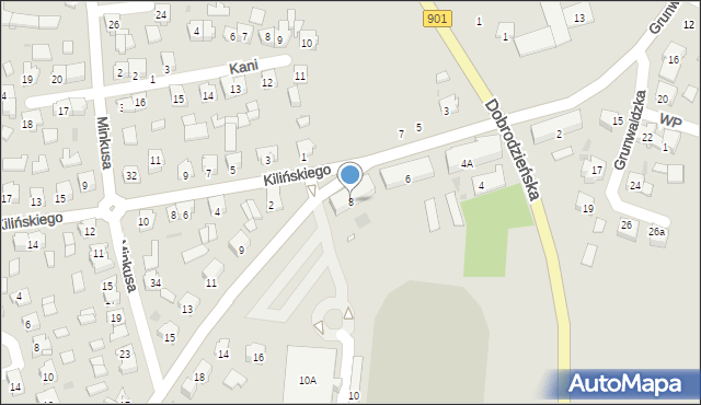 Olesno, Wachowska, 8, mapa Olesno