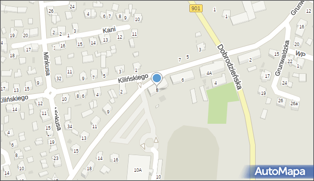 Olesno, Wachowska, 8, mapa Olesno