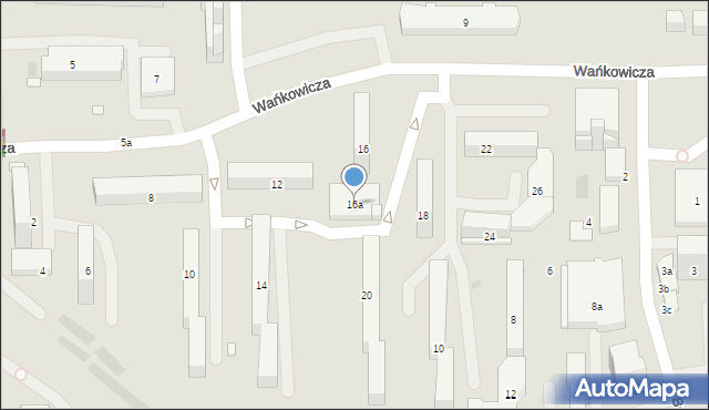 Olsztyn, Wańkowicza Melchiora, 16a, mapa Olsztyna