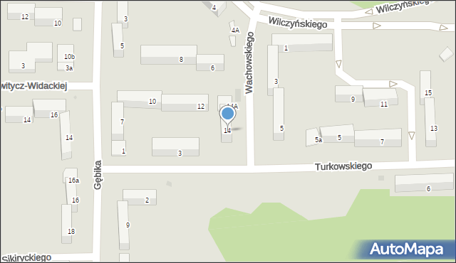 Olsztyn, Wachowskiego Ryszarda, 14, mapa Olsztyna