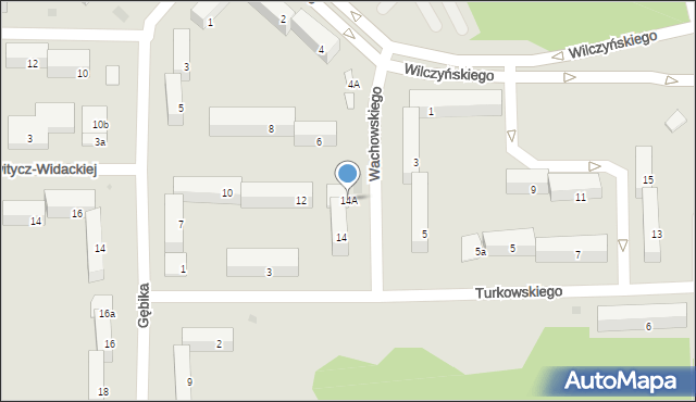 Olsztyn, Wachowskiego Ryszarda, 14A, mapa Olsztyna