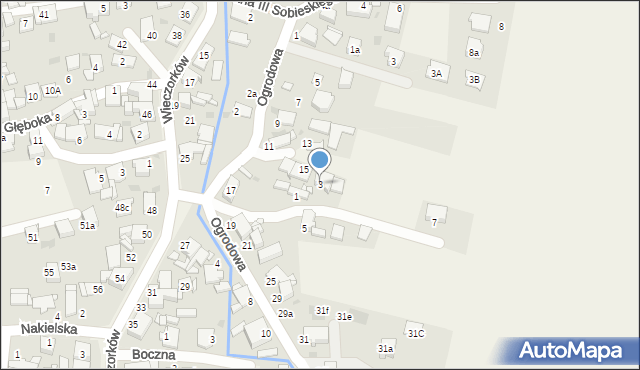 Orzech, Wąska, 3, mapa Orzech