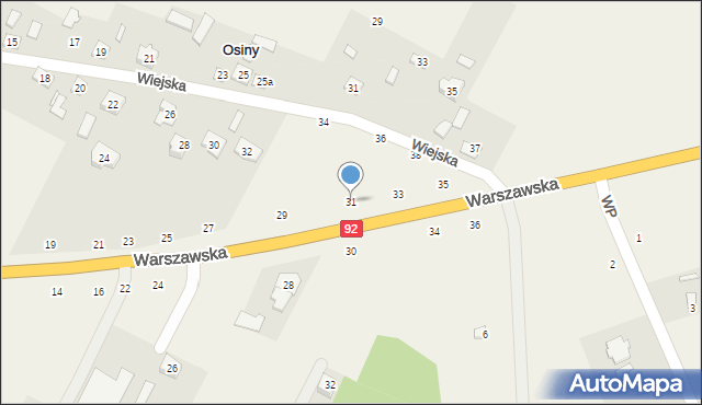 Osiny, Warszawska, 31, mapa Osiny