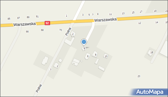 Osiny, Warszawska, 4, mapa Osiny