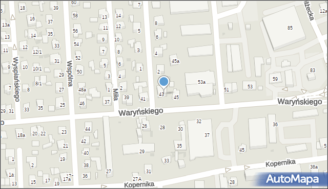 Ostrowiec Świętokrzyski, Waryńskiego Ludwika, 43A, mapa Ostrowiec Świętokrzyski