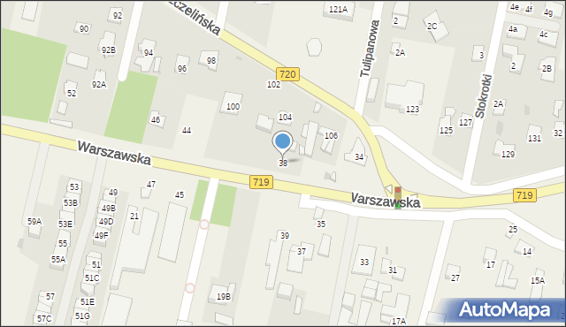 Otrębusy, Warszawska, 38, mapa Otrębusy