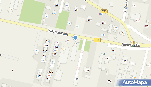 Otrębusy, Warszawska, 45, mapa Otrębusy