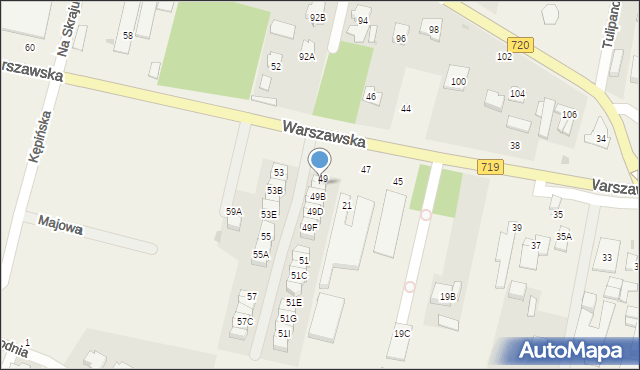 Otrębusy, Warszawska, 49A, mapa Otrębusy