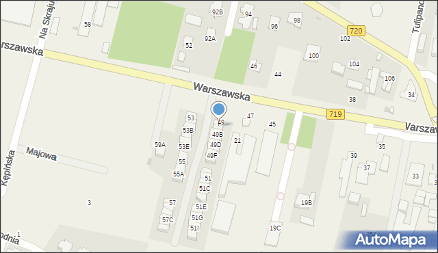 Otrębusy, Warszawska, 49A, mapa Otrębusy