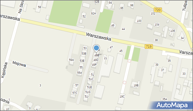 Otrębusy, Warszawska, 49B, mapa Otrębusy