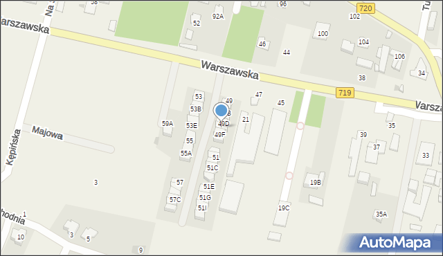 Otrębusy, Warszawska, 49E, mapa Otrębusy