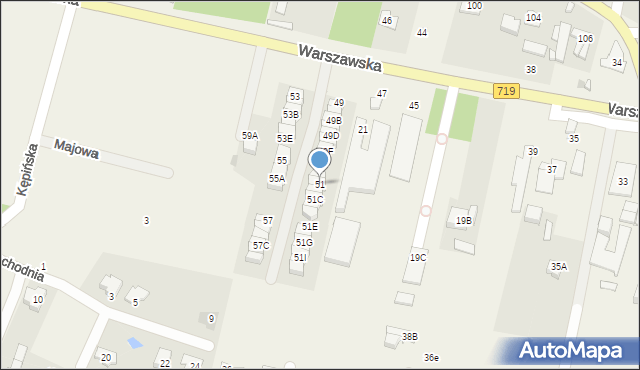 Otrębusy, Warszawska, 51, mapa Otrębusy