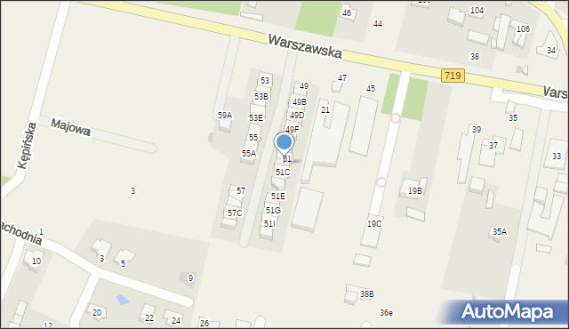 Otrębusy, Warszawska, 51B, mapa Otrębusy