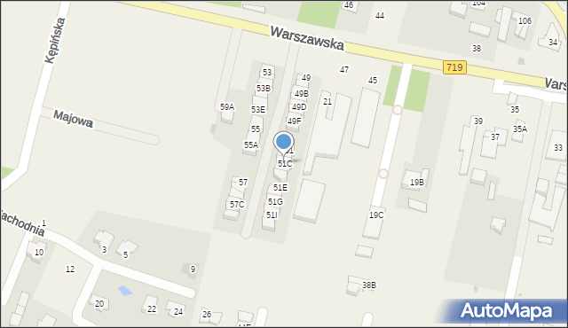 Otrębusy, Warszawska, 51C, mapa Otrębusy