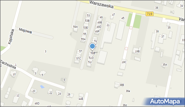 Otrębusy, Warszawska, 51E, mapa Otrębusy