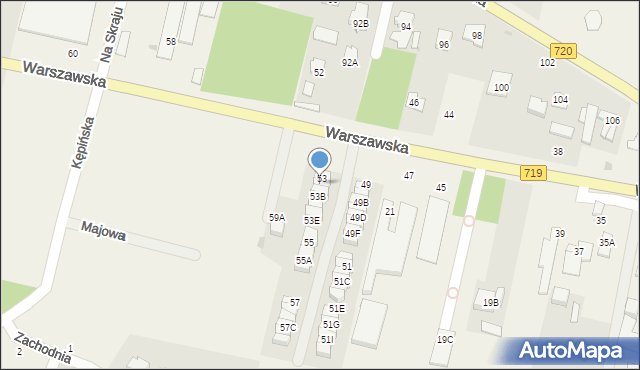 Otrębusy, Warszawska, 53A, mapa Otrębusy