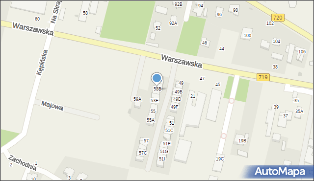 Otrębusy, Warszawska, 53C, mapa Otrębusy